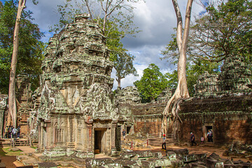 Beautifully carved ruins of Ancient Hindu temples at Angkorvat in Cambodia a World Heritage site