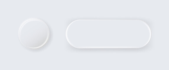 Vector 3d Round and Square White Metal, Plastic Blank Empty Button Badge Isolated. Button Badge. Brooch Pin. Template for Branding