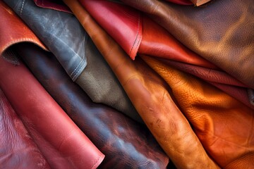 Obraz premium samples of various kinds of leather in a shop