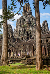 Architectural marvel at Angkor vat in Cambodia. Temples dedicated to the Trinity built around 12th century by King Suryavarman II