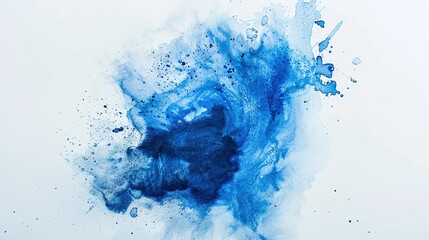 Blue Watercolor Stain on White Background. Texture, Splash, Watercolor, Water, Liquid, Paper, Artistic, Banner, Art, Abstract, Bright, Colour, Graphic, Drawing
