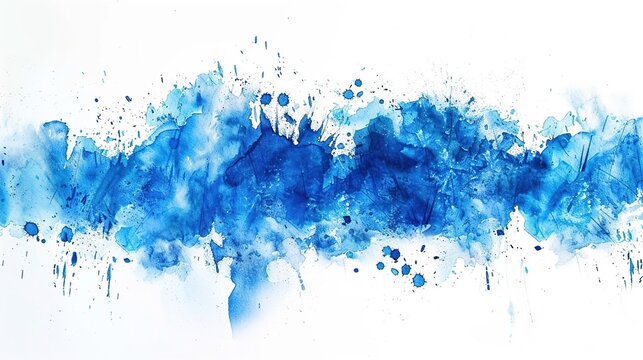 Blue Watercolor Stain on White Background. Texture, Splash, Watercolor, Water, Liquid, Paper, Artistic, Banner, Art, Abstract, Bright, Colour, Graphic, Drawing
