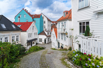 Wooden House in Bryggen in Bergen - 763565702