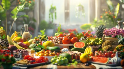 A table filled with lots of different types of fruits and vegetables