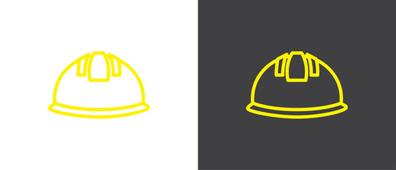 Yellow Helmet line icon. Line icon of Helmet sign and symbol. Construction helmet icon. Safety helmet vector illustration in black and white background.