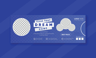 Modern real estate Facebook cover design template