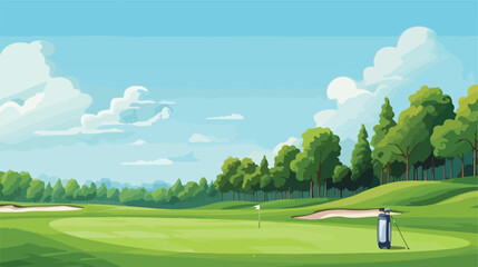 Background with golf items. Sport club illustration - obrazy, fototapety, plakaty