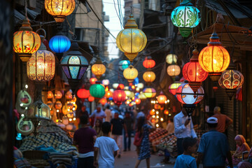 Ramadan Lanterns in a Bustling Market
