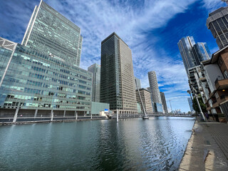 Canary wharf London skyscrapers. Blue sky  © Sajjad Hussan
