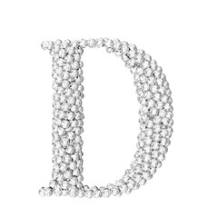 Symbol made of silver volleyballs. letter d
