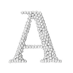 Symbol made of silver volleyballs. letter a