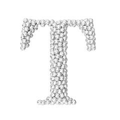 Symbol made of silver volleyballs. letter t
