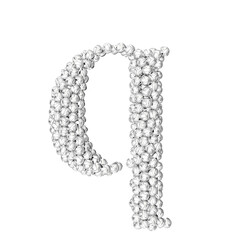 Symbol made of silver volleyballs. letter q