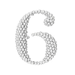 Symbol made of silver volleyballs. number 6