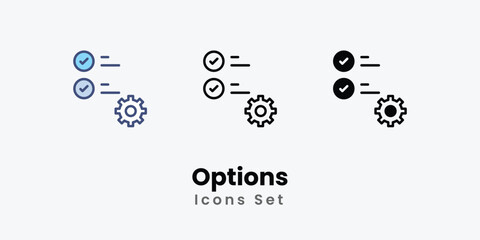 Options icon thin line and glyph vector icon stock illustration - obrazy, fototapety, plakaty