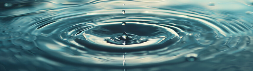 Tranquil Ripples: A Drop of Water on Clear Blue