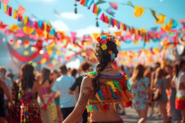 Foto op Canvas Colorful Summer Festival Scene © spyrakot