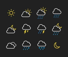 Fotobehang Set of weather linear icons flat vector design. © Hunter Leader