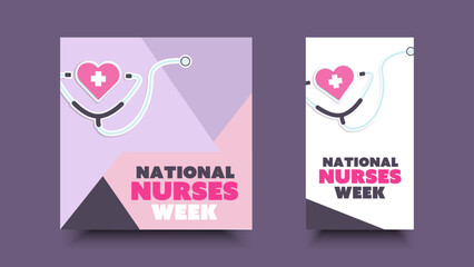 National nurses week flat design. Social media template for annual greetings in the United states.