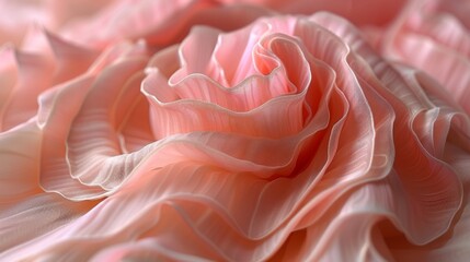  a close up of a pink flower on a bed of pink ruffles on a bed of white sheets.