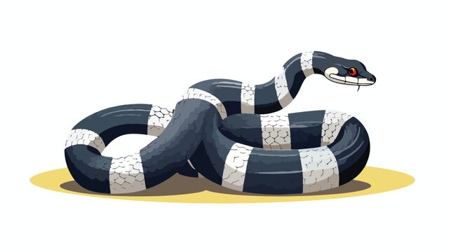 Banded krait snake - flat vector illustration 