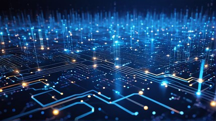 Obraz premium Future Technology Digital Data Network Connection, Digital Cloud Computing Cyber Security, Abstract digital particles point, Digital cyberspace, Technology digital connection. Future background concep