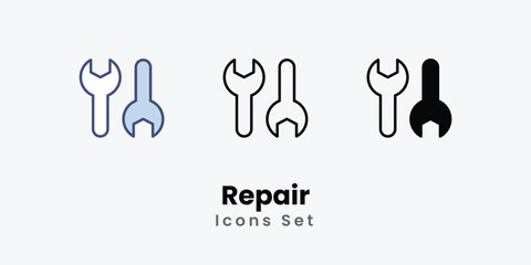 Repair icon thin line and glyph vector icon stock illustration