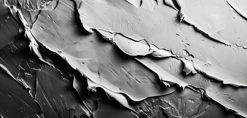 Palette knife painting heavily plaster in textile, clay, abstract art, black and white, high-resolution photograph of abstract, a minimalist background, focusing on detail