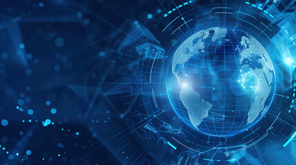 Fototapeta premium Futuristic Backdrop: Blue Globe Amidst High-Tech Elements