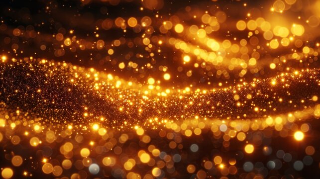  a blurry image of gold lights on a black background with a blurry image of gold lights on a black background.
