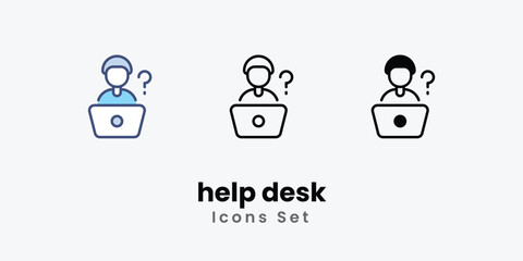 help desk icon thin line and glyph vector icon stock illustration