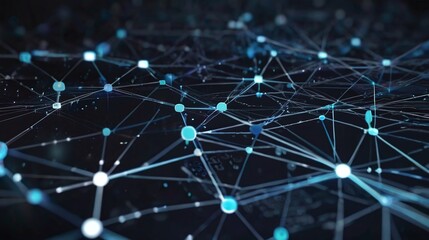 Obraz premium Futuristic Technology Digital Data Network Connection, Digital Cloud Computing Cyber Security, Abstract digital Blue particles point, Digital cyberspace, Technology digital connection.