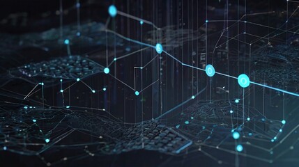 Obraz premium Futuristic Technology Digital Data Network Connection, Digital Cloud Computing Cyber Security, Abstract digital Blue particles point, Digital cyberspace, Technology digital connection.