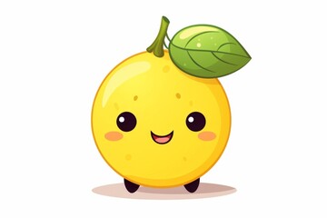 cute lemon. Kawaii character on white background