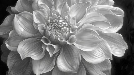  a black and white photo of a large flower with a center flower in the middle of the center of the flower.