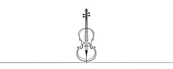 Cello one line. musical instrument cello in one solid line, graphic illustration © Hanna