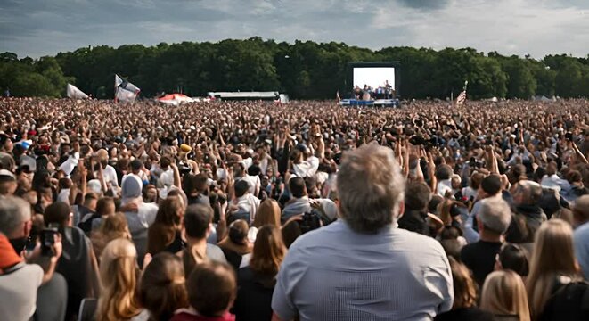 People at a political meeting.