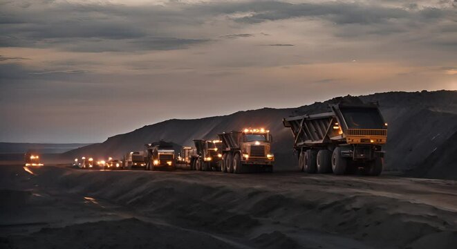 Trucks in a mine.