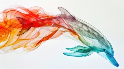 Abstract smoke art resembling a dolphin with a vibrant color gradient