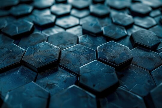Abstract blue hexagon background, 3d rendering, Ai Generated
