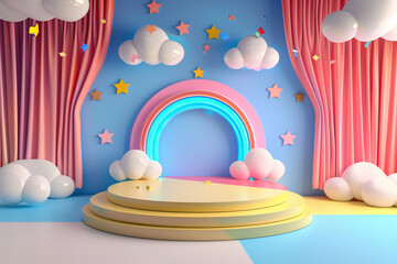 Cute empty platform template mockup