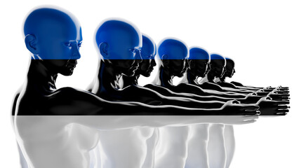 Abstract Human Silhouettes with Estonian Flag Colors, Artistic Representation
