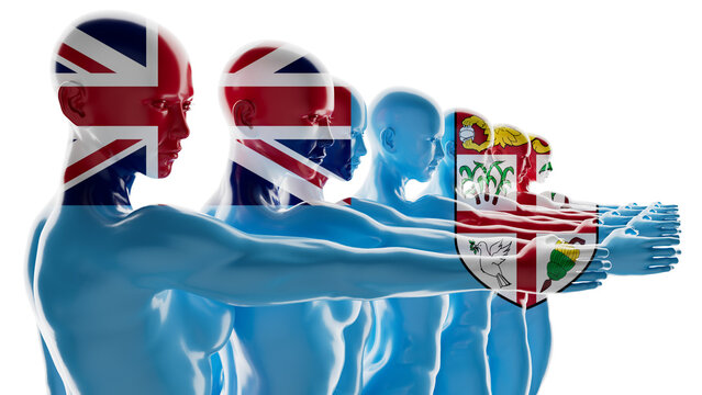 Evolution of Man and Flag: UK to Bermuda Artistic Concept