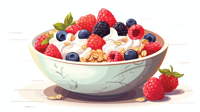 Breakfast cereal in bowl. Image of healthy food. fl