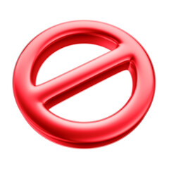3D Forbidden Symbol Icon with Transparent Background