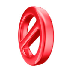 3D Forbidden Symbol Icon with Transparent Background