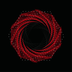 The vector dotted spiral vortex graphic is a visually interesting and complex image. use of color, movement, and text, all contribute to its overall effect. 