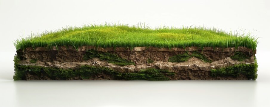 Cross section of grass and earth layers