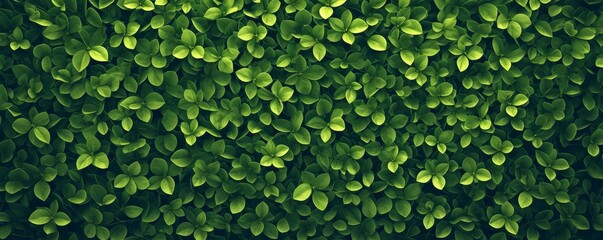 Seamless pattern of vibrant green clover leaves creating a natural backdrop - obrazy, fototapety, plakaty