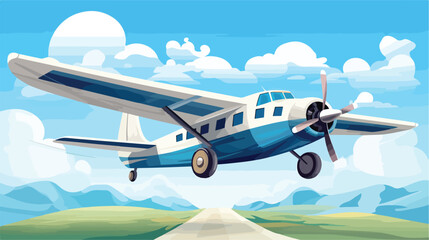 Obraz na płótnie Canvas Cartoon airplane with propeller flying with blank 